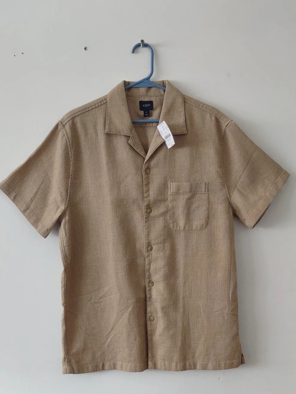 BRAND NEW J.CREW MEN'S SHORT SLEEVE WAFFLE DOBBY CAMP SHIRT